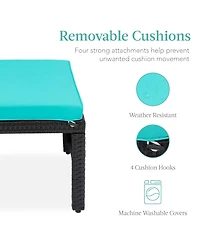 Best Choice Products Set of 2 Multipurpose Patio Wicker Ottomans w/ Removable Cushions, Steel Frame