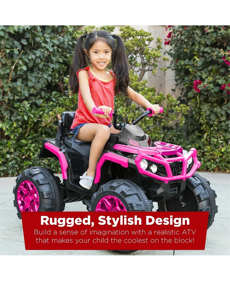 Best Choice Products 12V Kids Ride-On Atv Quad w/ Bluetooth, 3.7mph Max, Treaded Tires, Led Lights, Radio