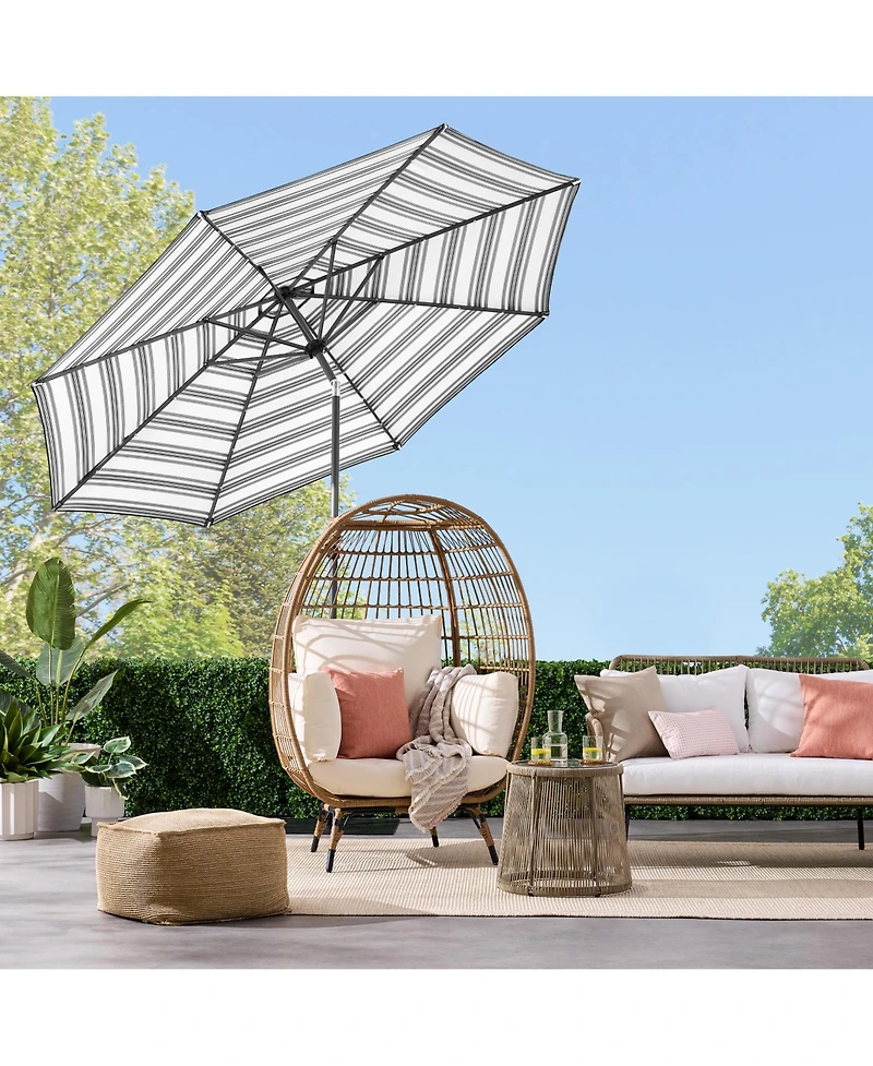 Best Choice Products 10ft Solar Led Lighted Striped Patio Umbrella w/ Crank, Tilt, Push Button, 6 Ribs