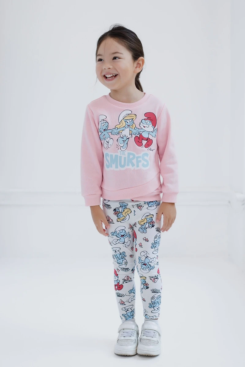 The Smurfs Toddler Girls Crossover Fleece Sweatshirt and Pants Outfit Set