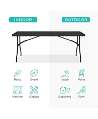 Best Choice Products 6ft Plastic Folding Table, Indoor Outdoor Heavy Duty Portable w/ Handle, Lock