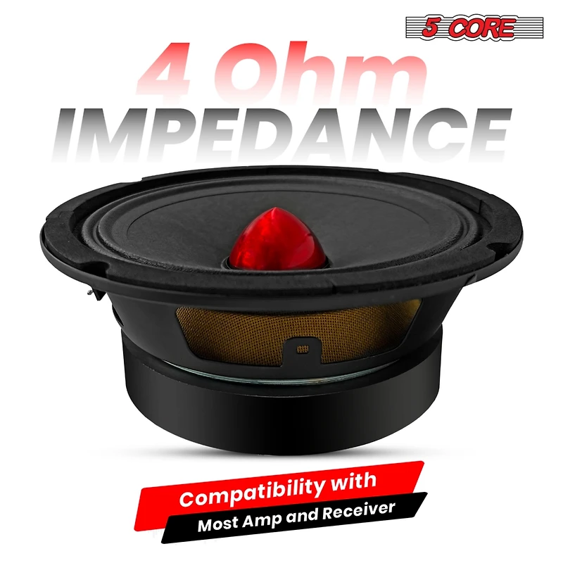 6.5 Inch Midrange Door Speaker 580W Subwoofer w Aluminum Bullet 4 Sub Woofer