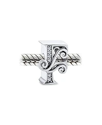 Bling Jewelry Initial Alphabet Bead Charm Fancy Scroll Cz Sparkle Block Letter A-z for Bracelet
