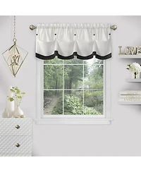 Kate Aurora Country Farmhouse Living Solid Colored Button Tuck Window Valance - 56in W x 14in L, Linen