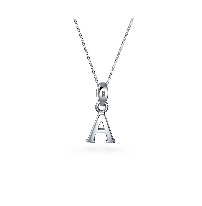Bling Jewelry Abc Capital Block Letter Alphabet A-z Initial Pendant Necklace .925 Sterling Silver