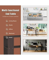 Gymax 2-Tier Side Sofa End Table Bedside Nightstand Brown Home