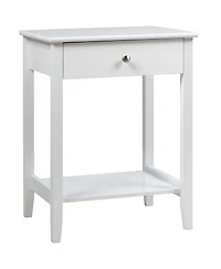 Gymax 2PCS Nightstand Sofa Side End Table Bedroom Living Room w/ Shelf Drawer White