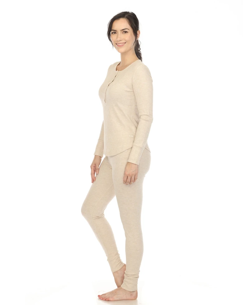White Mark Women's Waffle Pajama Set