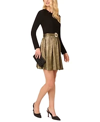 Adrianna by Papell Women's Long-Sleeve Belted Dress