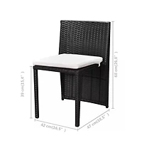 vidaXL 3 Piece Bistro Set with Cushions Poly Rattan Black