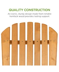 Best Choice Products Folding Adirondack Chair Outdoor, Wooden Accent Lounge Furniture w/ 350lb Capacity