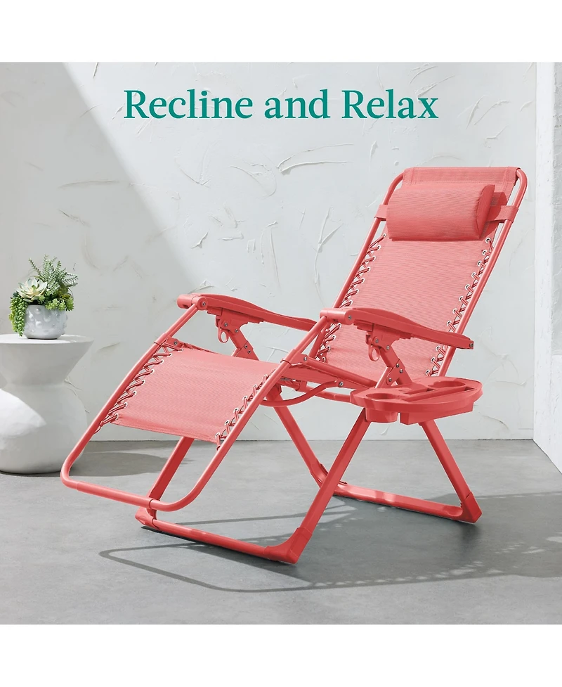 Best Choice Products Monochromatic Zero Gravity Chair, Folding Patio Recliner w/Side Tray, Headrest