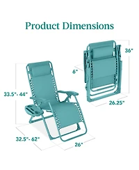 Best Choice Products Monochromatic Zero Gravity Chair, Folding Patio Recliner w/Side Tray, Headrest