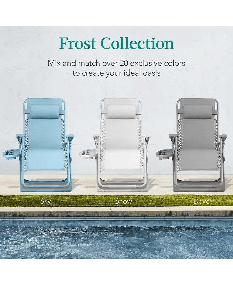 Best Choice Products Monochromatic Zero Gravity Chair, Folding Patio Recliner w/Side Tray, Headrest