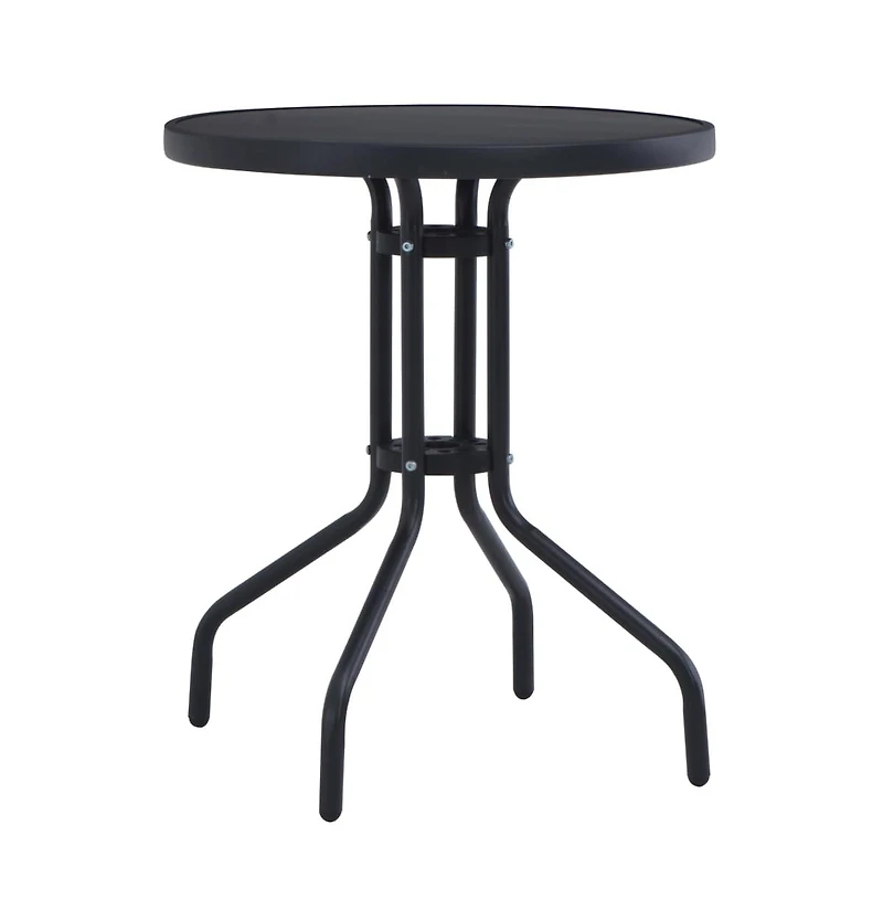 vidaXL Patio Table Black 31.5" Steel and Glass