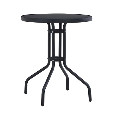 vidaXL Patio Table Black 31.5" Steel and Glass