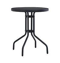 vidaXL Patio Table Black 31.5" Steel and Glass
