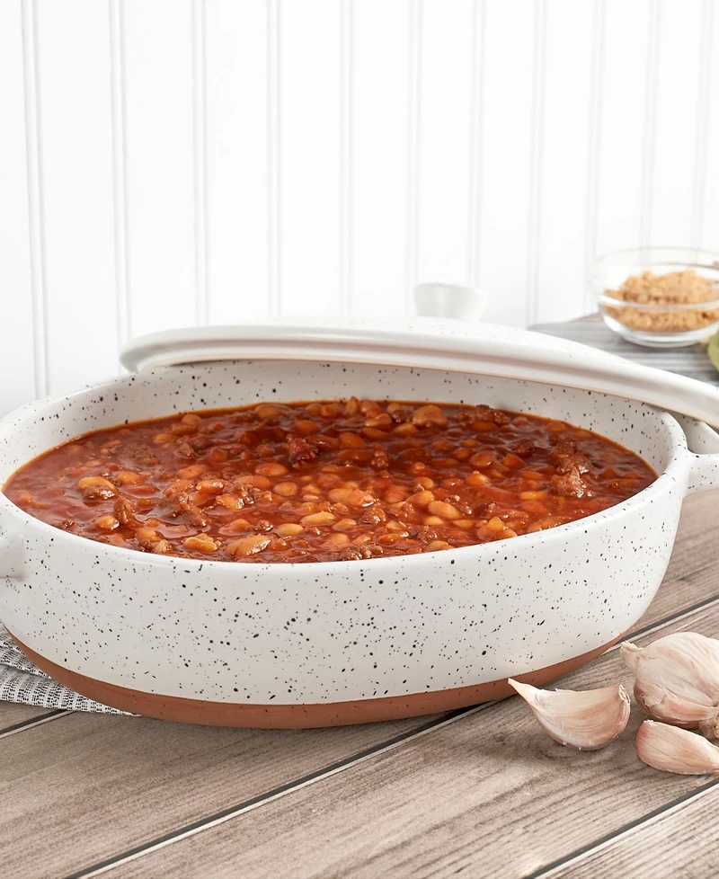 Denmark Tools for Cooks Speckled Stoneware 3.2-Qt. Oval Covered Casserole