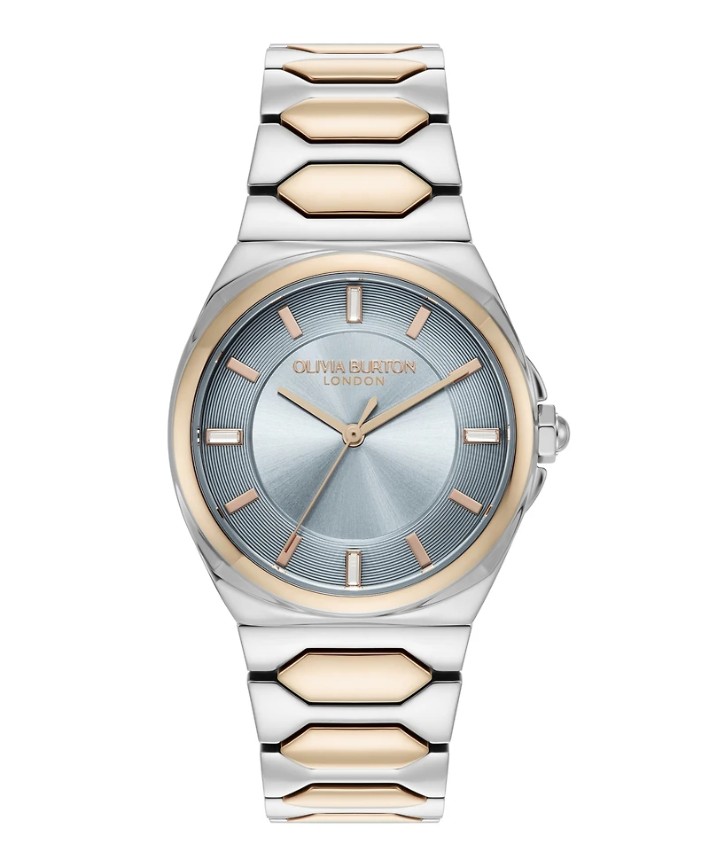 Olivia Burton Women's Lustre Silver and Rose Gold-Tone Stainless Steel Bracelet Watch 34mm