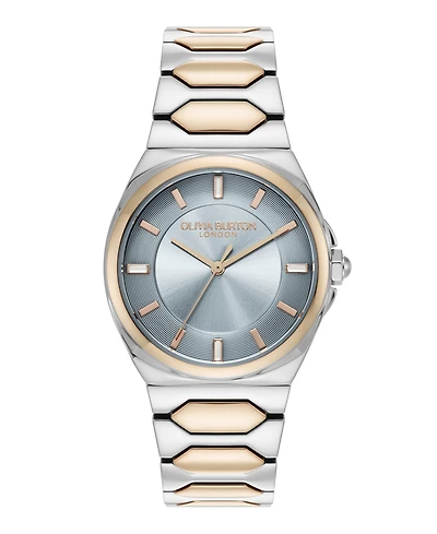 Olivia Burton Women's Lustre Silver and Rose Gold-Tone Stainless Steel Bracelet Watch 34mm