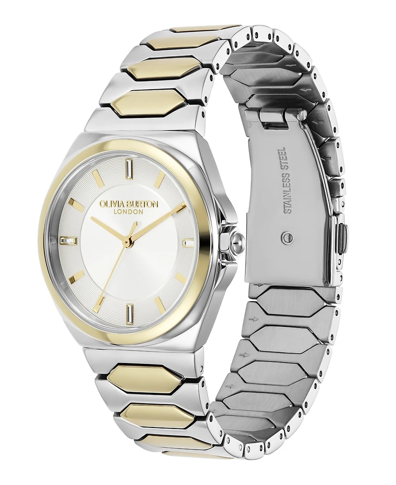 Olivia Burton Women's Lustre Silver and Gold-Tone Stainless Steel Bracelet Watch 34mm