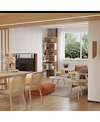 Famapy 7-Shelves Accent Bookcase, Open Back Bookshelf, Corner Bookcase