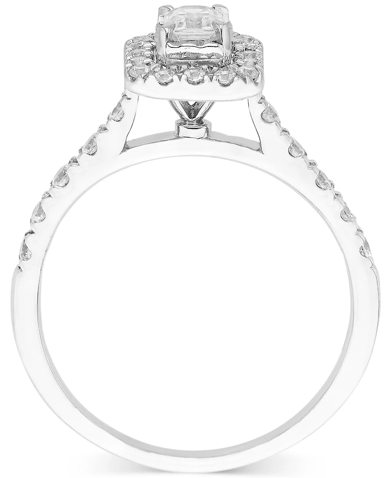 Diamond Emerald-Cut Halo Engagement Ring (5/8 ct. t.w.) in 14k White Gold