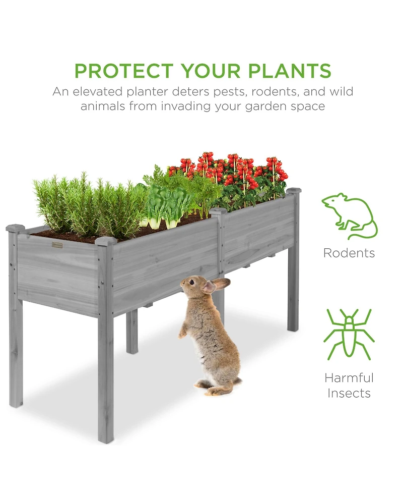 Best Choice Products 72x23x30in Raised Garden Bed, Elevated Wood Planter Box for Patio w/ Divider Panel