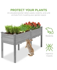 Best Choice Products 72x23x30in Raised Garden Bed, Elevated Wood Planter Box for Patio w/ Divider Panel