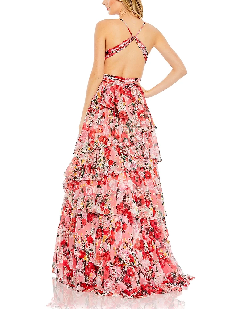 Mac Duggal Women's Pleated Chiffon Cut Out Ballgown