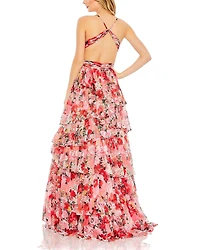 Mac Duggal Women's Pleated Chiffon Cut Out Ballgown