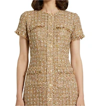 Mac Duggal Women's Boucle Short Sleeve Mini Dress With Pockets