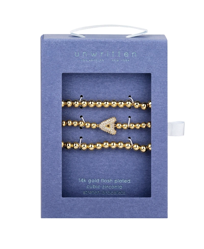 Unwritten Cubic Zirconia Bubble Initial Stretch Bracelet Set