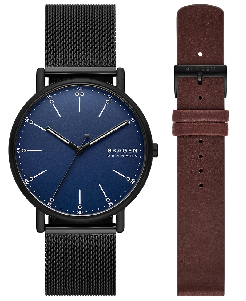 Skagen Men's Signatur Quartz Three-Hand Black Stainless Steel 40mm