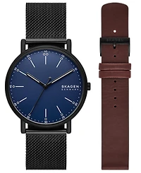 Skagen Men's Signatur Quartz Three-Hand Black Stainless Steel 40mm