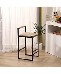 Set of 2 Bar Stools with Back Paper Rope Woven Counter Height Dining Chairs for Kitchen