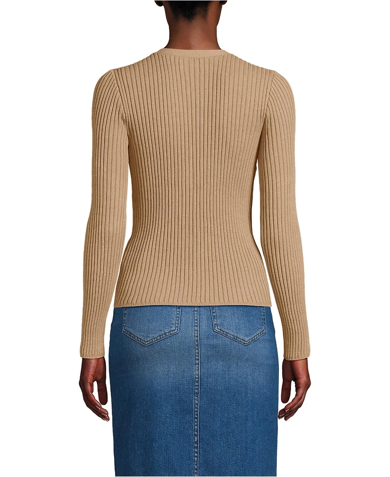 Lands' End Women's Fine Gauge Cotton Cardigan Sweater