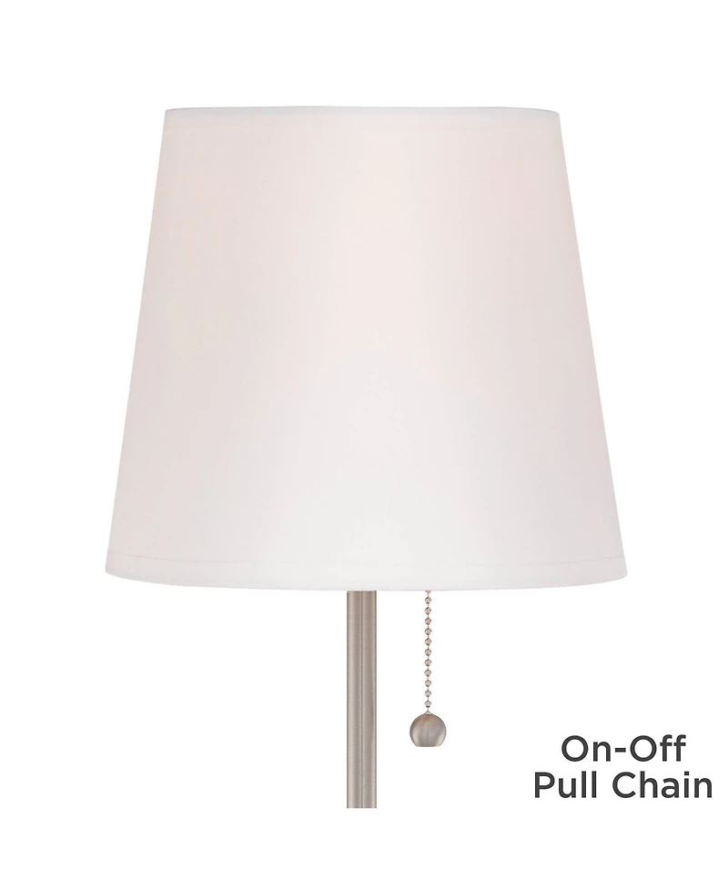 360 Lighting Justin 18" High Small Modern Accent Table Lamps Set of 2 Usb Port Pull Chain Silver Finish Metal Living Room Charging
