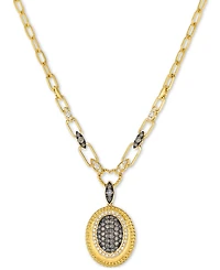Le Vian Chocolate Diamond & Nude Diamond Halo Cluster Paperclip Link 19" Pendant Necklace (3/4 ct. t.w.) in 14k Gold