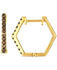 Le Vian Chocolatier Chocolate Diamond Hexagon Small Hoop Earrings (1/5 ct. t.w.) in 14k Gold, 0.65"