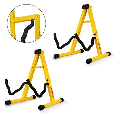 5 Core Guitar Stand Floor A Frame Electric Acoustic Bass Soporte Para Guitarra - Yellow