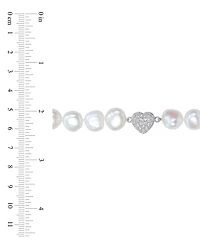 Cultured Freshwater Pearl (11-12mm) & Cubic Zirconia Heart Clasp 18" Collar Necklace