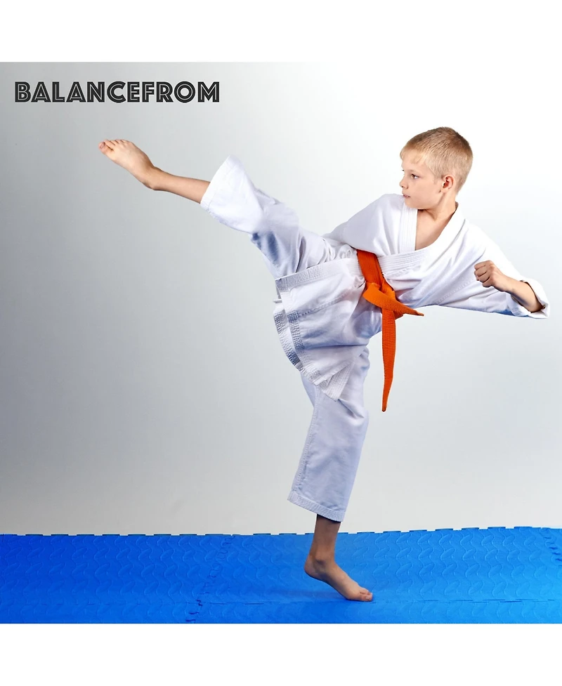 BalanceFrom Fitness 96 Sq Ft Interlocking Eva Foam Exercise Mat Tiles, Blue