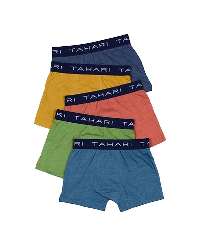 Tahari Toddler Boys 5-Pack Solid Color Cotton Boxer Briefs with Logo Waistband