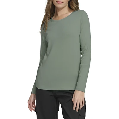 Tommy Hilfiger Women's Cotton Blend Ribbed Long Sleeve T-Shirt
