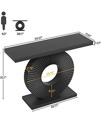 Tribesigns Modern Console Table with Geometric Base, 40 inch Wood Entryway Table Sofa Table Narrow Long for Living Room, Entryway, Hallway, Black