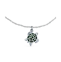 Bling Jewelry Hawaii Tropical Beach Vacation Nautical Dangle Charm Sea Green Enamel Turtle Anklet Link Ankle Bracelet .925 Sterling Silver 9 To 10 Inc
