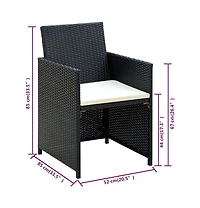 vidaXL 4 Piece Patio Lounge with Cushions Set Poly Rattan Black