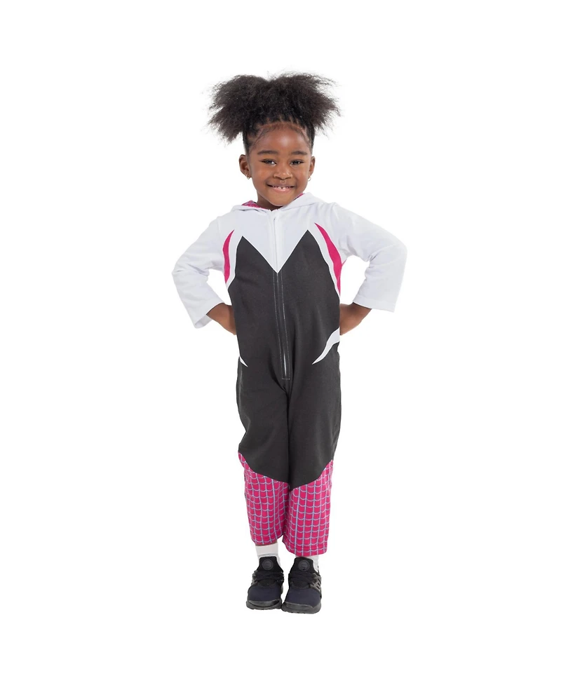 Spider-Man Little Girls Marvel Spider-Gwen Ghost Spider Zip Up Cosplay Coverall Newborn to