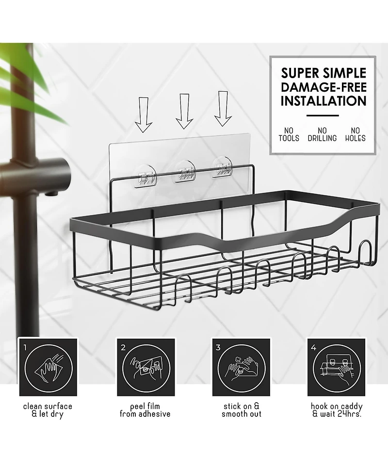 Clara Clark Premium Adhesive Shower Caddy & Bathroom Organizer - Grey